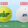テニスボール（硬式・軟式）のサイズ比較
